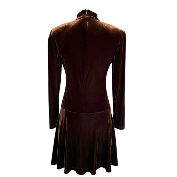 JOSEPH RIBKOFF Vintage Velvet Swing Dress Chocolate Brown Quiet Luxury Glam NWT - Picture 7 of 16